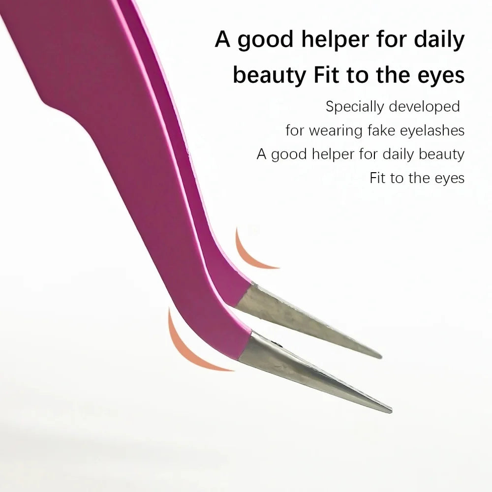 Stainless Steel Straight Curved Eyelash Tweezers False Lash Application Clip for Eyelid Tape Nail Rhinestone Picker Makeup Tool