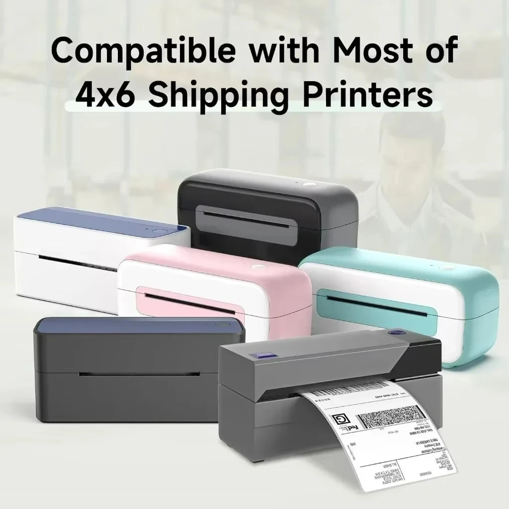 Phomemo 4x6 Inch 100/500 sheets Thermal Shipping Label Printer Self-Adhesive Thermal Printing Paper for 241BT 245BT 249BT D520BT