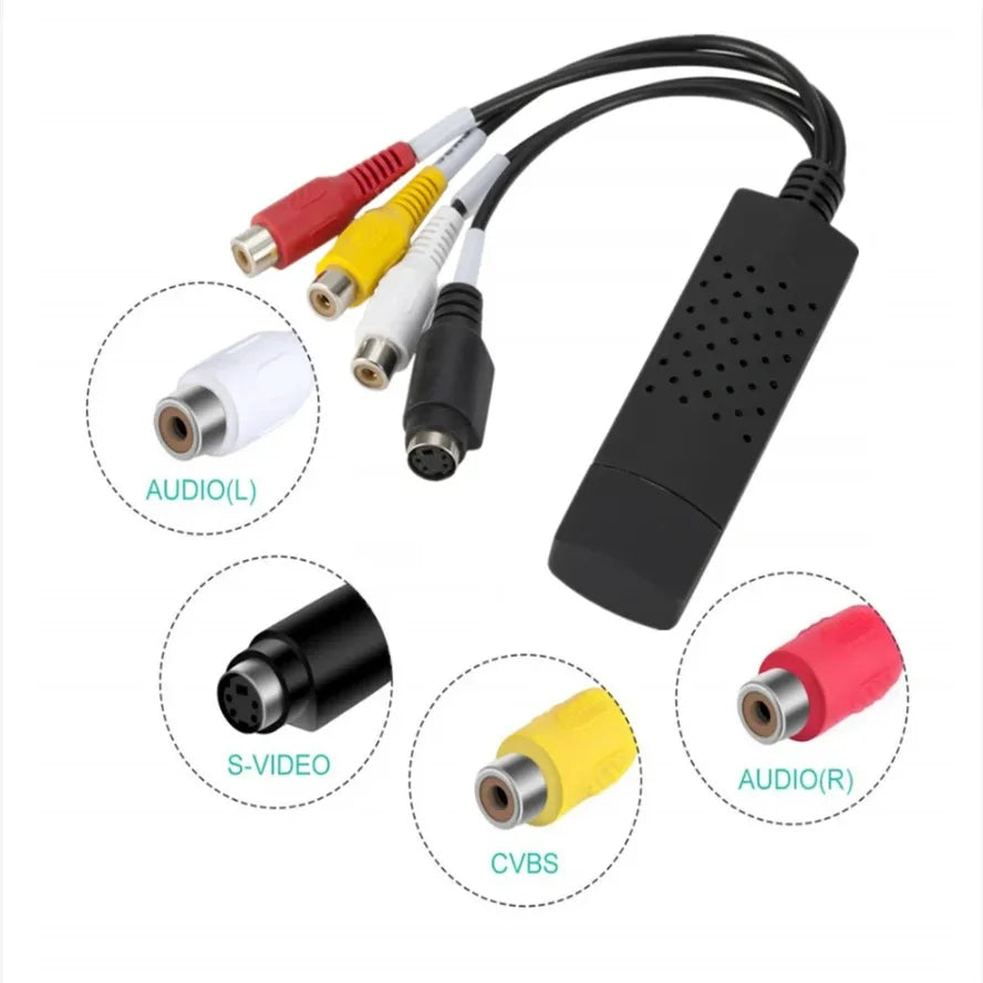 USB Audio Video Capture Card Adapter Video Converter with USB Cable VHS To Digital Converter for TV PC DVD VHS Capture Device