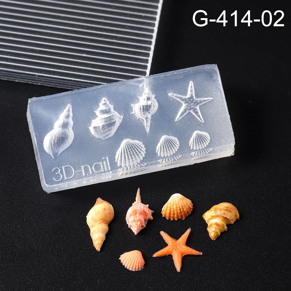 5D Flower Silicone Mold Nail Carving Mould Stencils Acrylic Plumeria Flower Spring Nail Art Decorations Manicure Template Tools