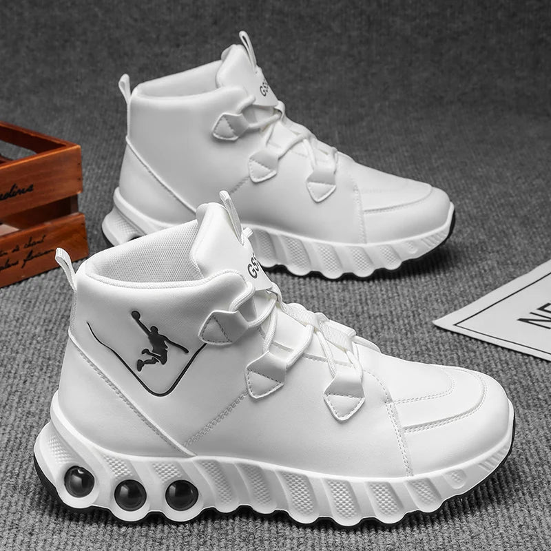 One pair of simple and fashionable mid-top basketball shoes. Thickened, soft, shock-absorbing, wear-resistant