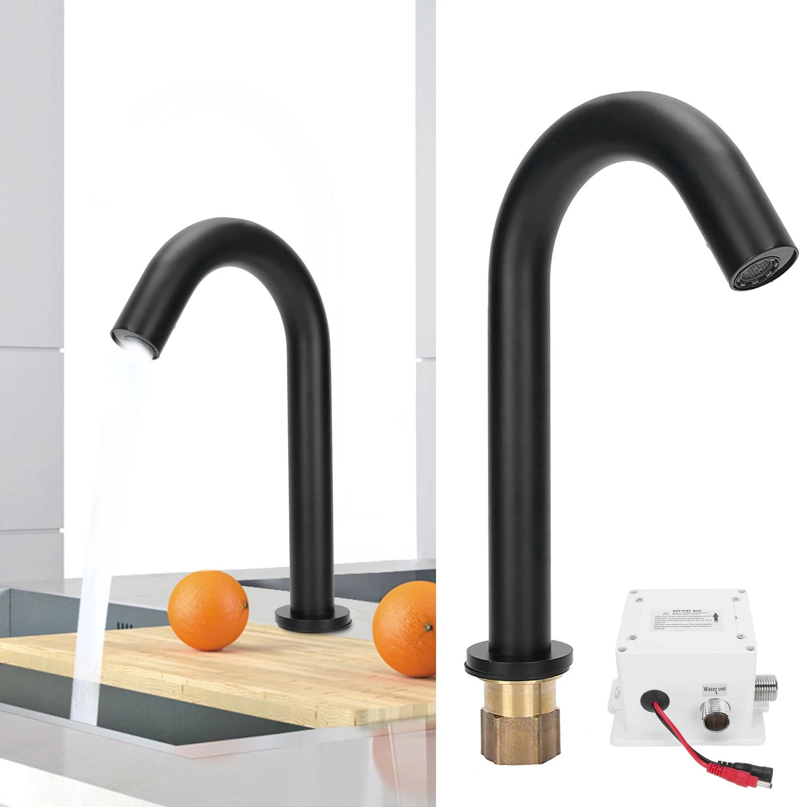 Basin Faucet G1/2 Black Sensor Faucet Copper Vertical Intelligent Automatic Washbasin Tap Kitchen Sink Faucet Single Cold Faucet