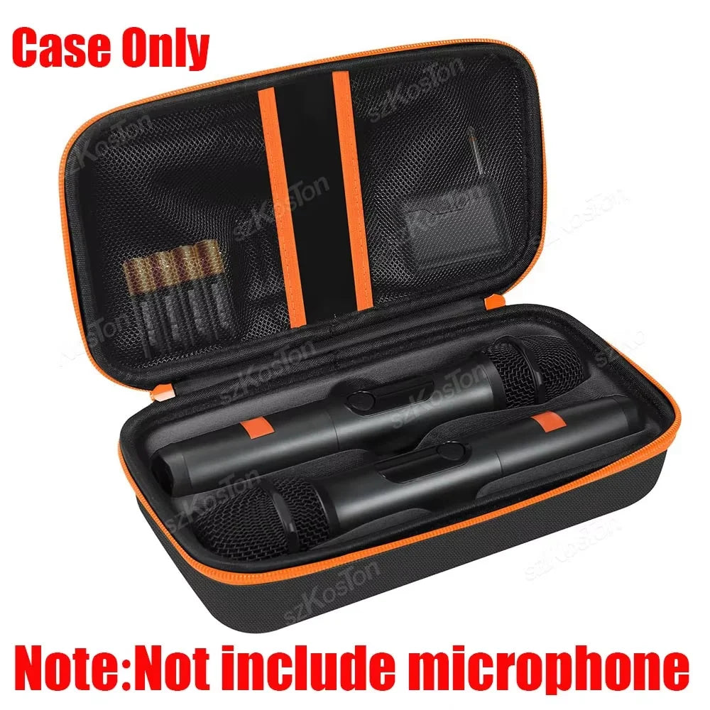 Portable Eva Wireless Microphone Storage Bag Carrying Case Compatible with JBL Wireless Two Microphone System for Trip Camping