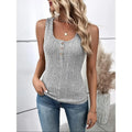 Plus Size Woman's Vest Summer Solid Color Square Neck Buttons Knit Sleeveless Casual Ladies Tops Vests