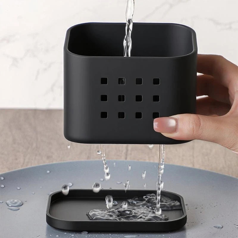 Kitchen Sponge Drain Holder - Countertop Storage Organizer, No-Drill Sponge Rack for Home Kitchen