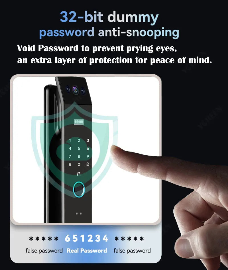 Tuya Wifi 3D Face Recognition Digital Smart Lock Temporary Password Video Intercom Electronic Door Lock Fingerprint Keyless Lock