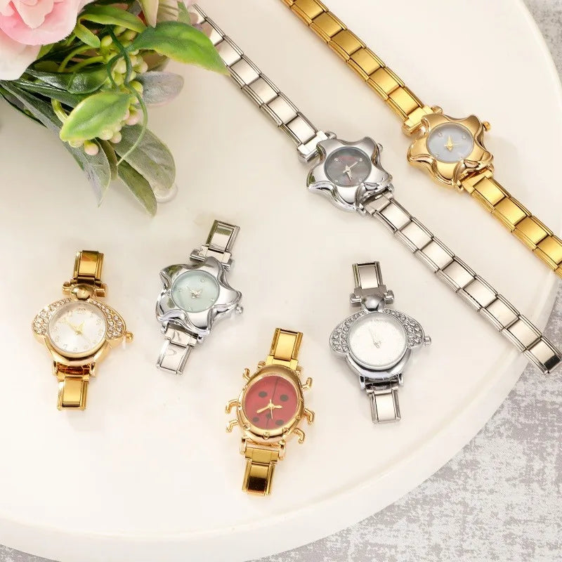 Irregular alloy case Arabic numeral classic dial Stars-shaped diamond-encrusted fashion Stainless Steel Bracelet ladies watch