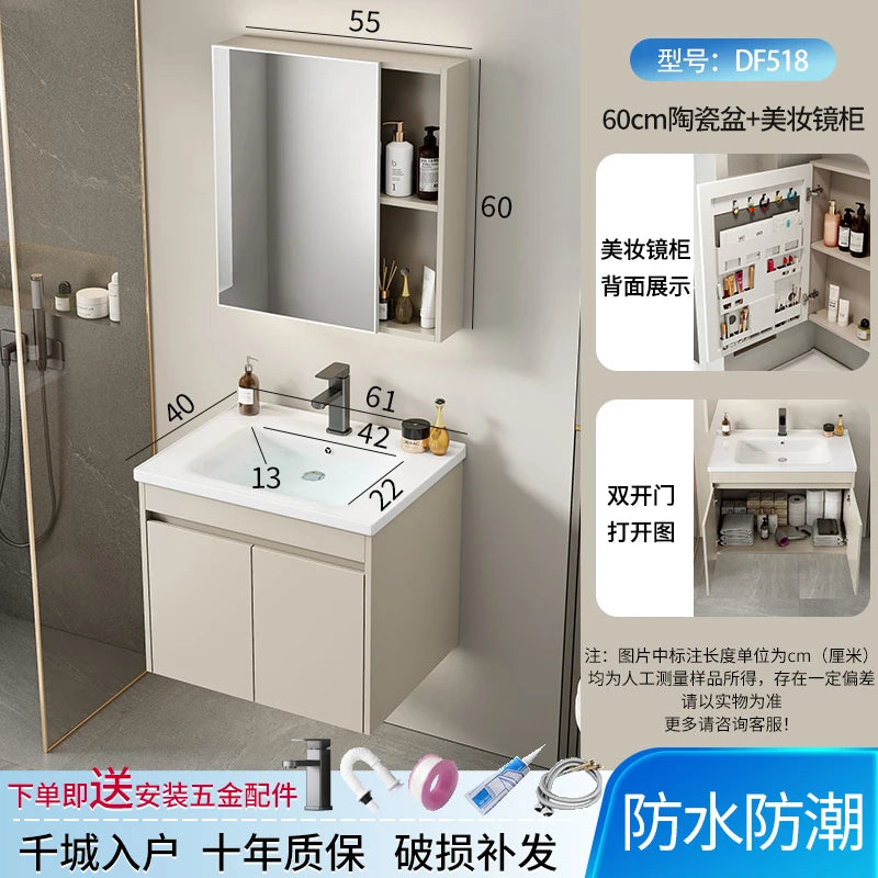 Wall Basin Bathroom Cabinet Set Sink Mirrors Shelves Bathroom Cabinets Storage Organizer Mobile Bagno House Accessories