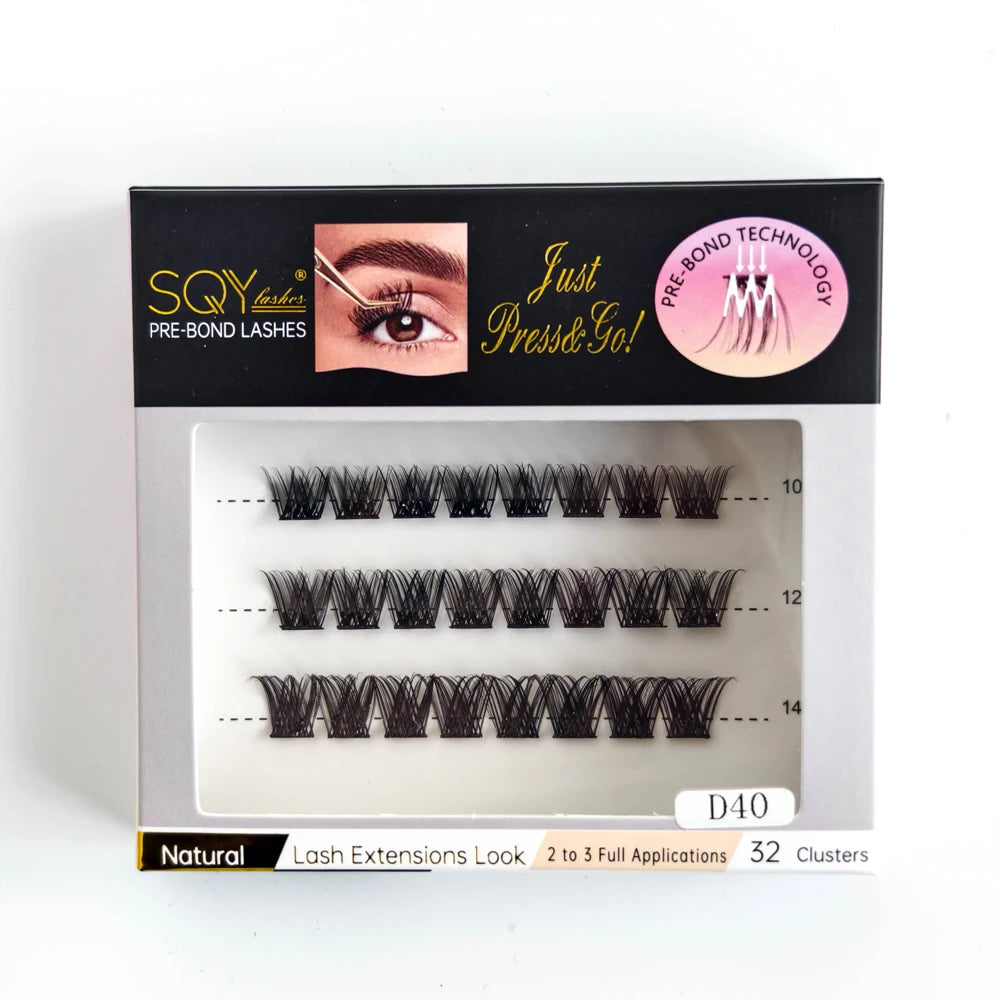 Press On Lash Clusters Self Adhesive Eyelashes Pre-Glued Cluster Lashes Self Stick Eyelash Clusters Pre-Bond DIY Lash Reusable