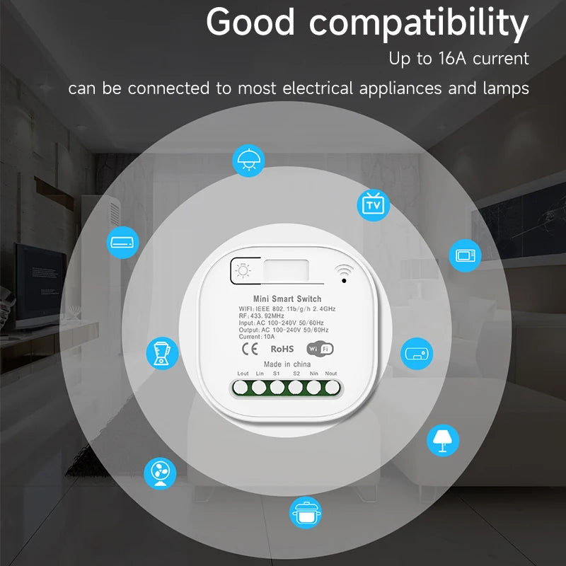 Outdoor Waterproof Smart Light Switch 1/2/3 Gang Tuya WiFi Self Powered No Battery Required with App & Voice Remote Control