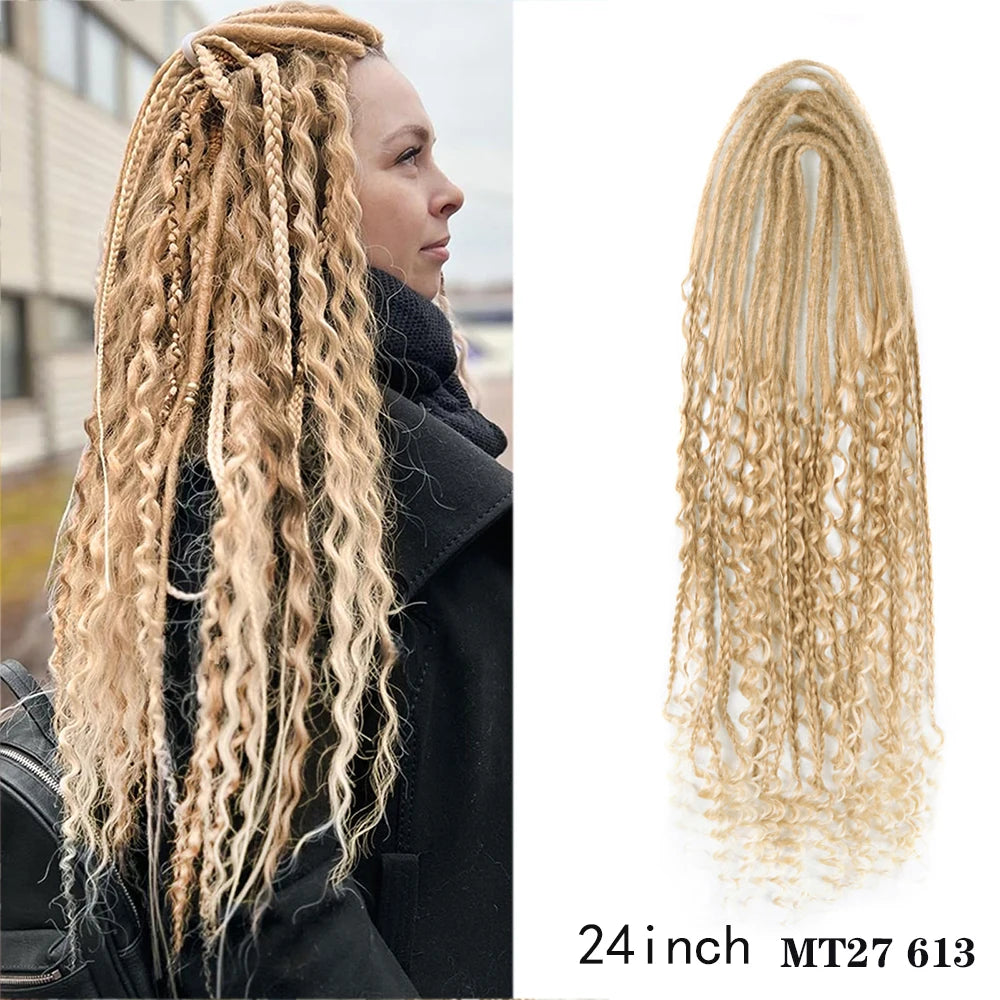 Dreadlock Extensions Handmade Crochet Hair Synthetic 24 36 Inches Dread Extension Crochet Braids For Women Dreadlocks Hair