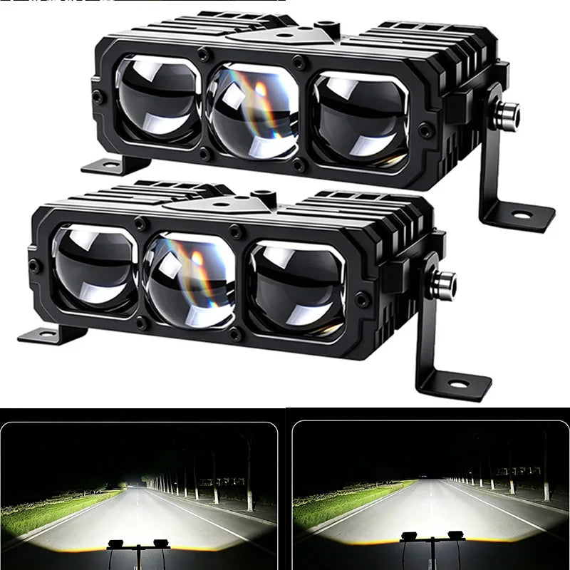 New Universal Auxiliary SpotLight Car Work Lights 3Lens Projector Grille Light Driving Light For Truck/Offroad/UTV/ATV 12/24V