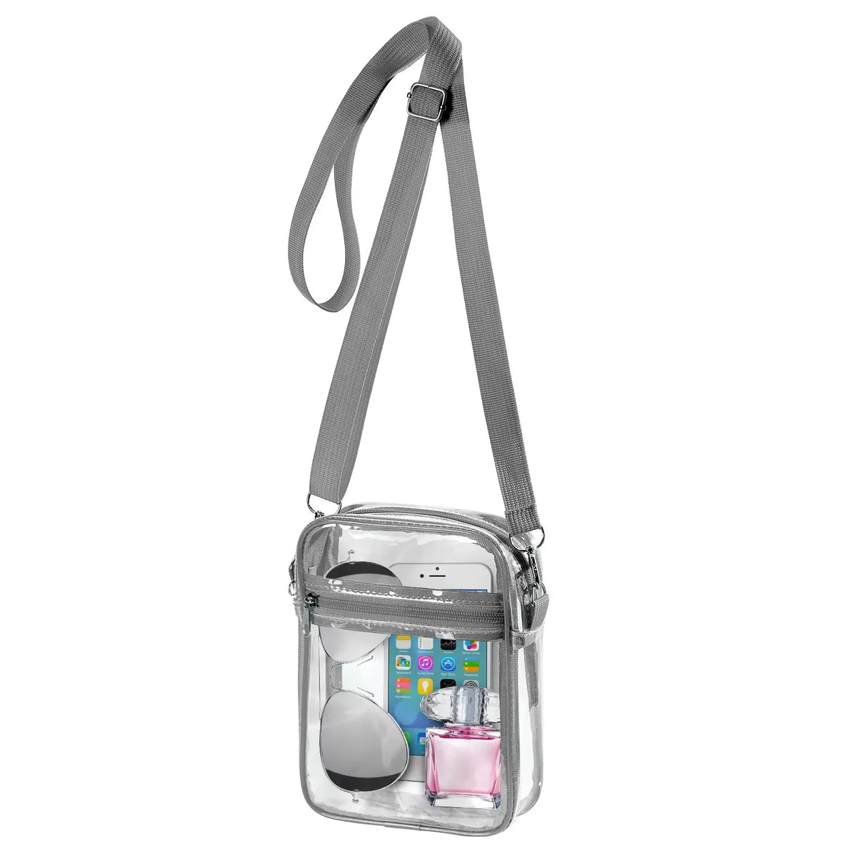 Women Clear Shoulder Bag Stadium Approved PVC Concert Transparent Purse Simple Crossbody Bag With Front Pocket Casual Handbag
