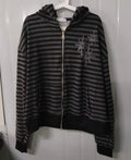 Streetwear BF Hoodies Coats 2025 Women's Clothing Loose Striped Hooded Sweatshirts Casual Fashion Zipper Korean Hoodie Y2k Tops