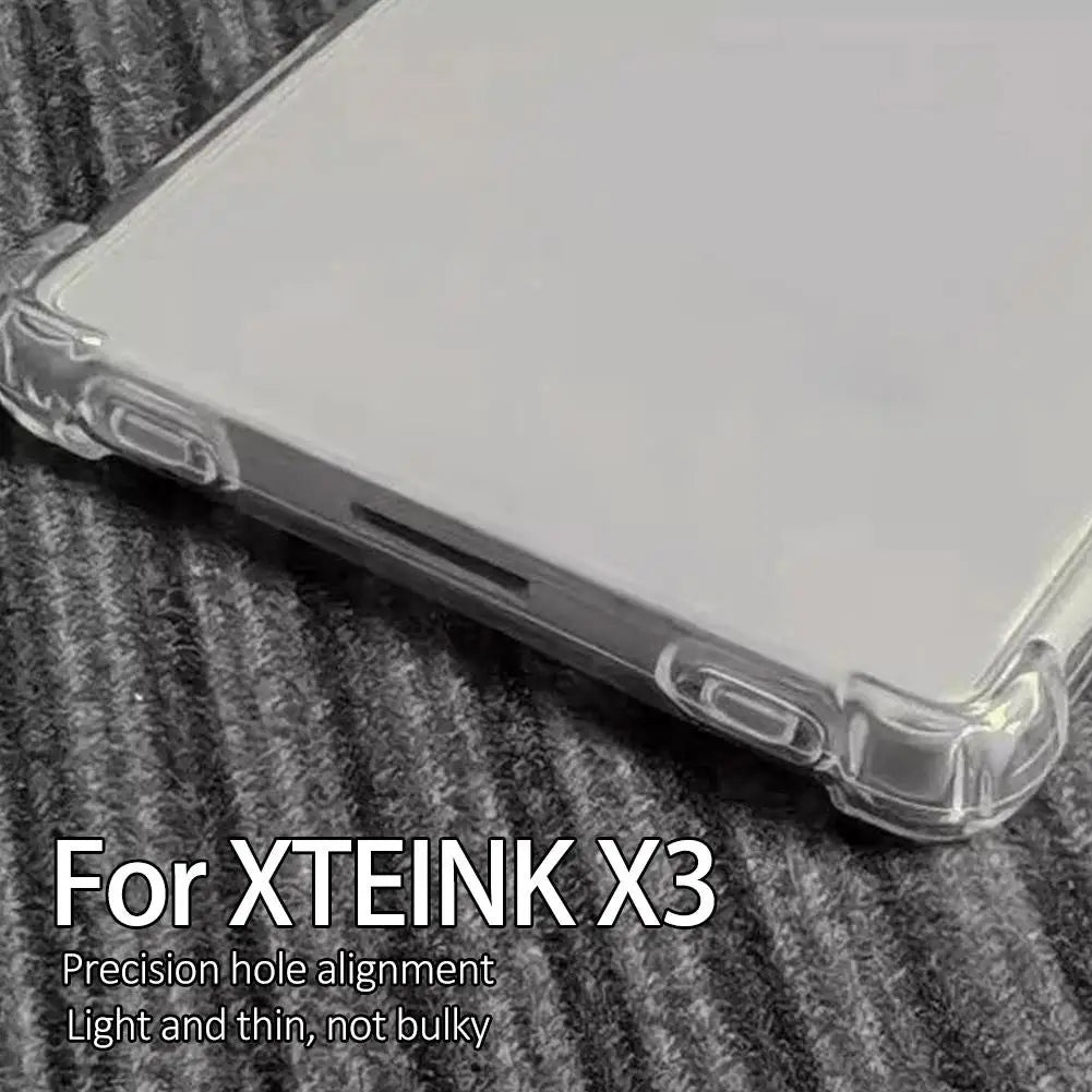 For XTEINK X3 E-Book Transparent TPU Case Full Coverage Airbag Shockproof Protective Cover Anti-Scratch Anti-Drop Soft Shell