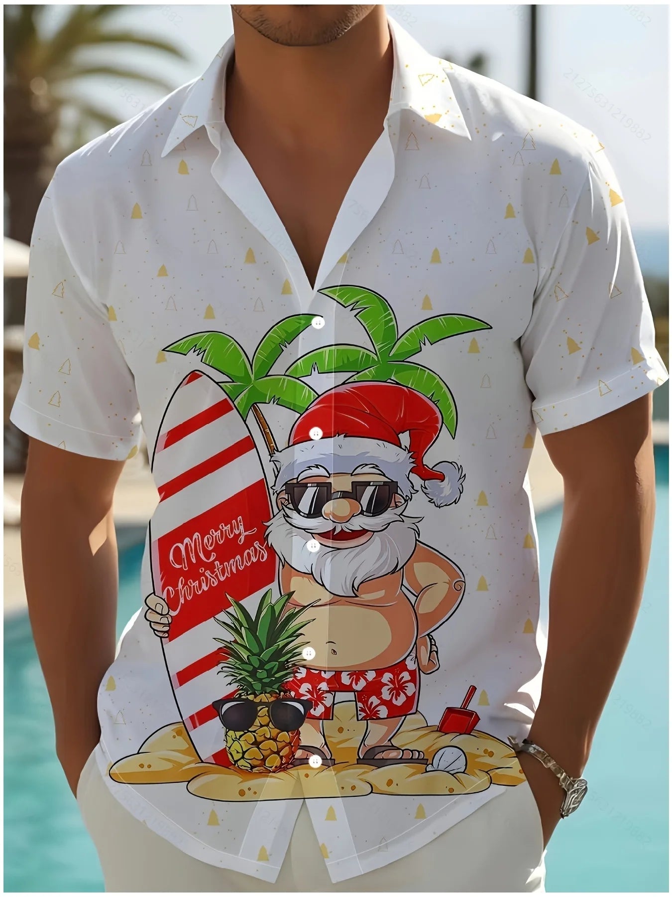Men's Comic Christmas Graphic Hawaiian Shirt Men Women Fashion Santa Claus Shirt Short Sleeve Blouse Festive Holiday Clothing