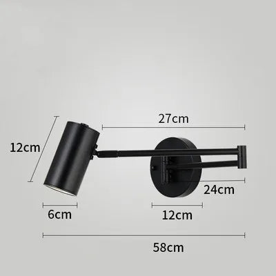 Modern Indoor Touch Sensor Wall Lights Adjustable Swing Long Arm LED Wall Lamps Internal Bedside Lighting Decor Sconce Lights