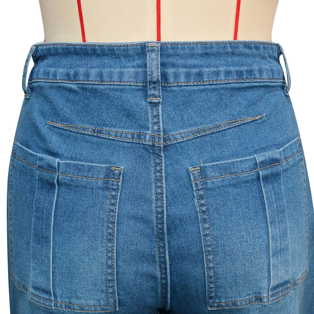 Fashion High Waist Denim Wide Leg Jeans for Women Detachable Skirt Layered Cargo Pocket Streetwear Baggy Jeans Denim Trousers