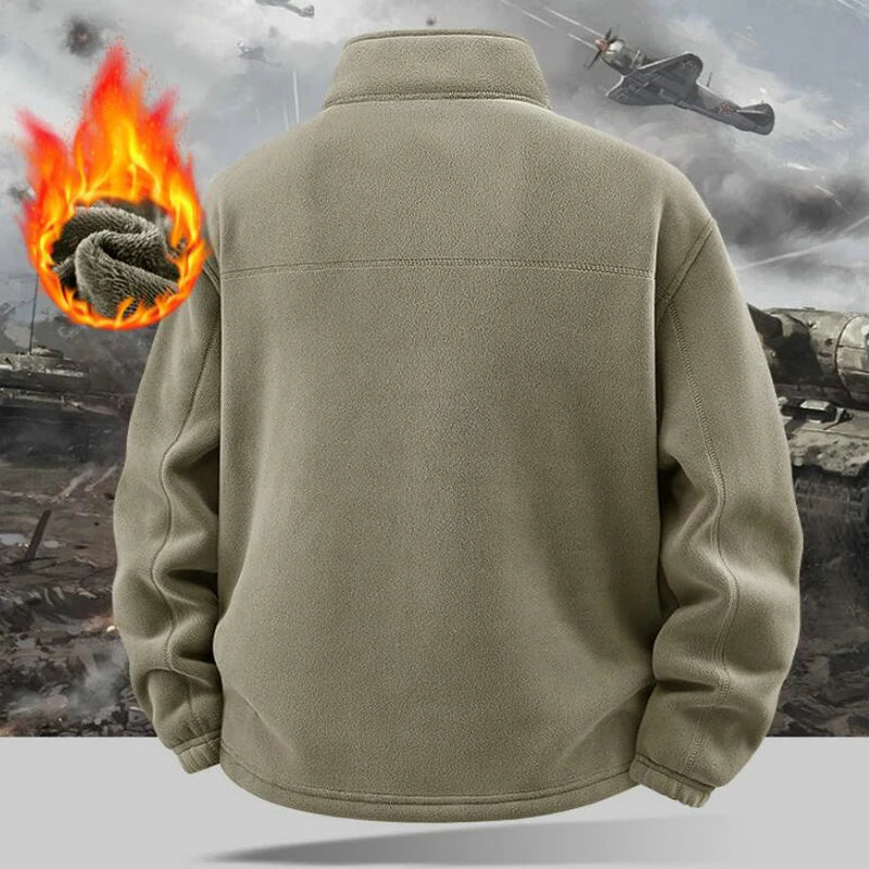 2026 Solid Men's Fleece-Lined Cycling Jacket New Arrival Winter Windproof Stand-Collar Zip-Up Thicken Warm Plush Coat Clothing