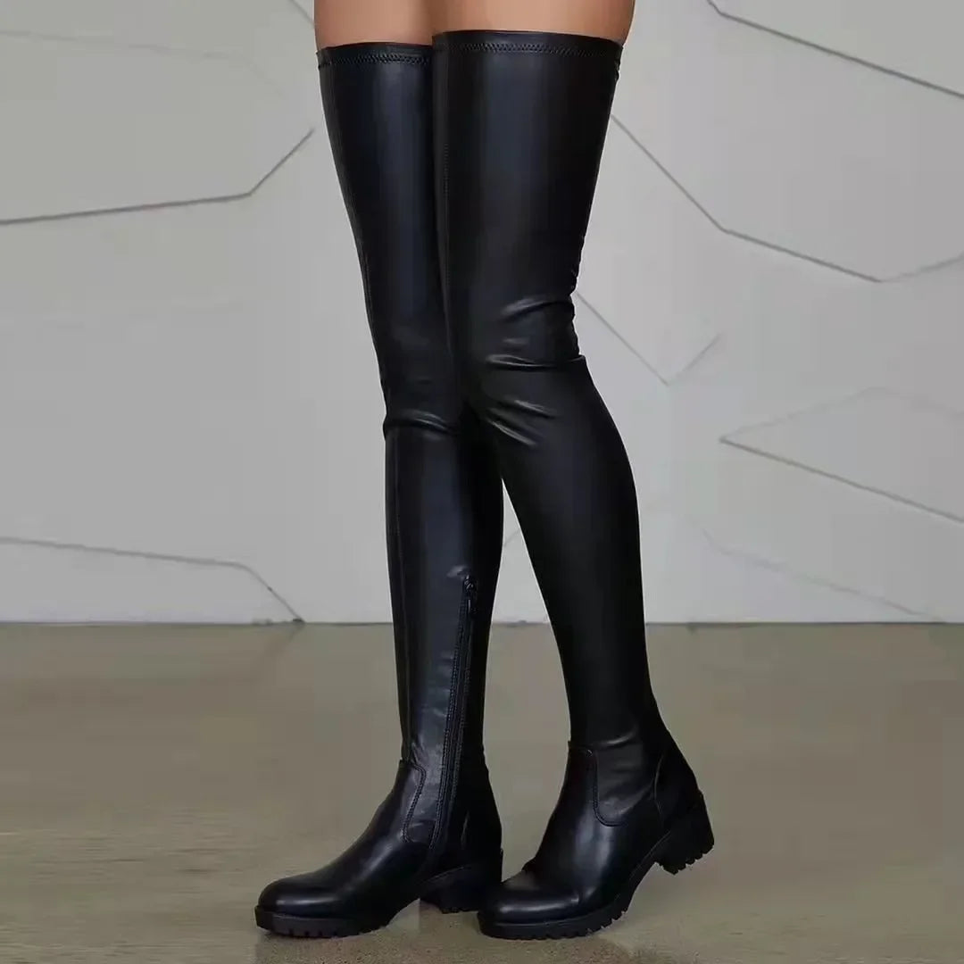 Women's Boots Trend 2024 Autumn Winter Over-the-knee Side Zipper Sexy Nightclub Long Shoes for Women Plus Size 44 Flat New Style