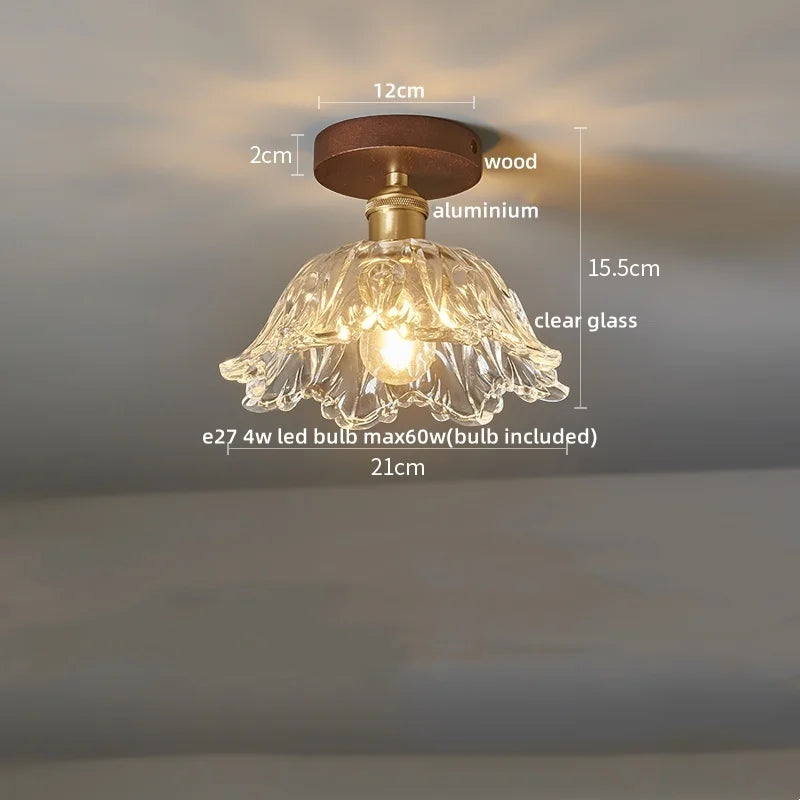 IWHD Walnut Copper LED Ceiling Lights Decoration Aisle Corridor Living Room Light Home Lighting Modern Ceiling lamp Luminaria