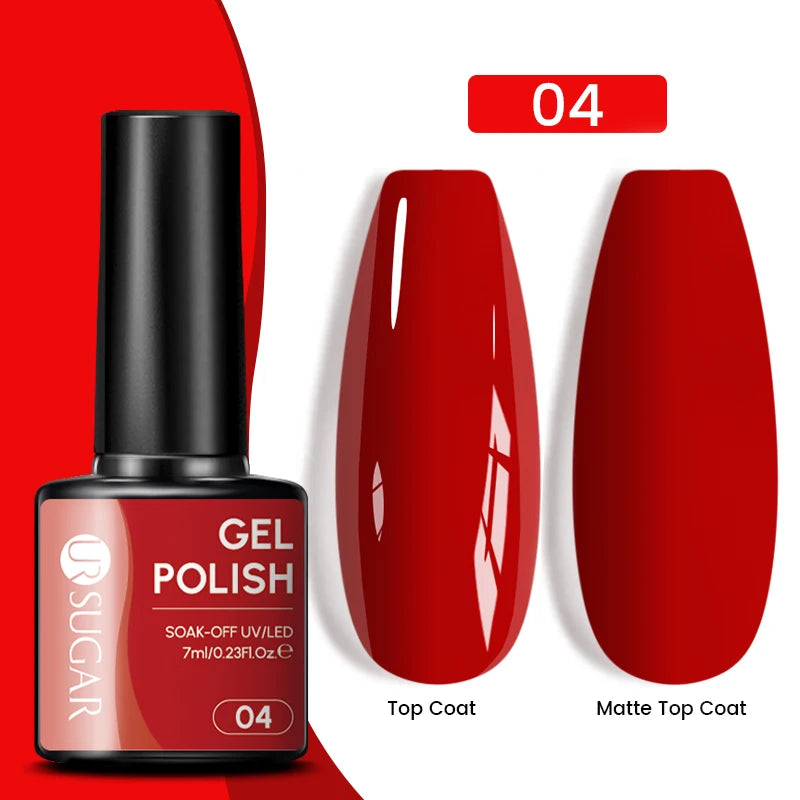 UR SUGAR 7ML Valentine’s Day Gel Nail Polish 107 Colors Classic Black Red Glitter Semi Permanent Autumn Soak Off UV Gel Varnish