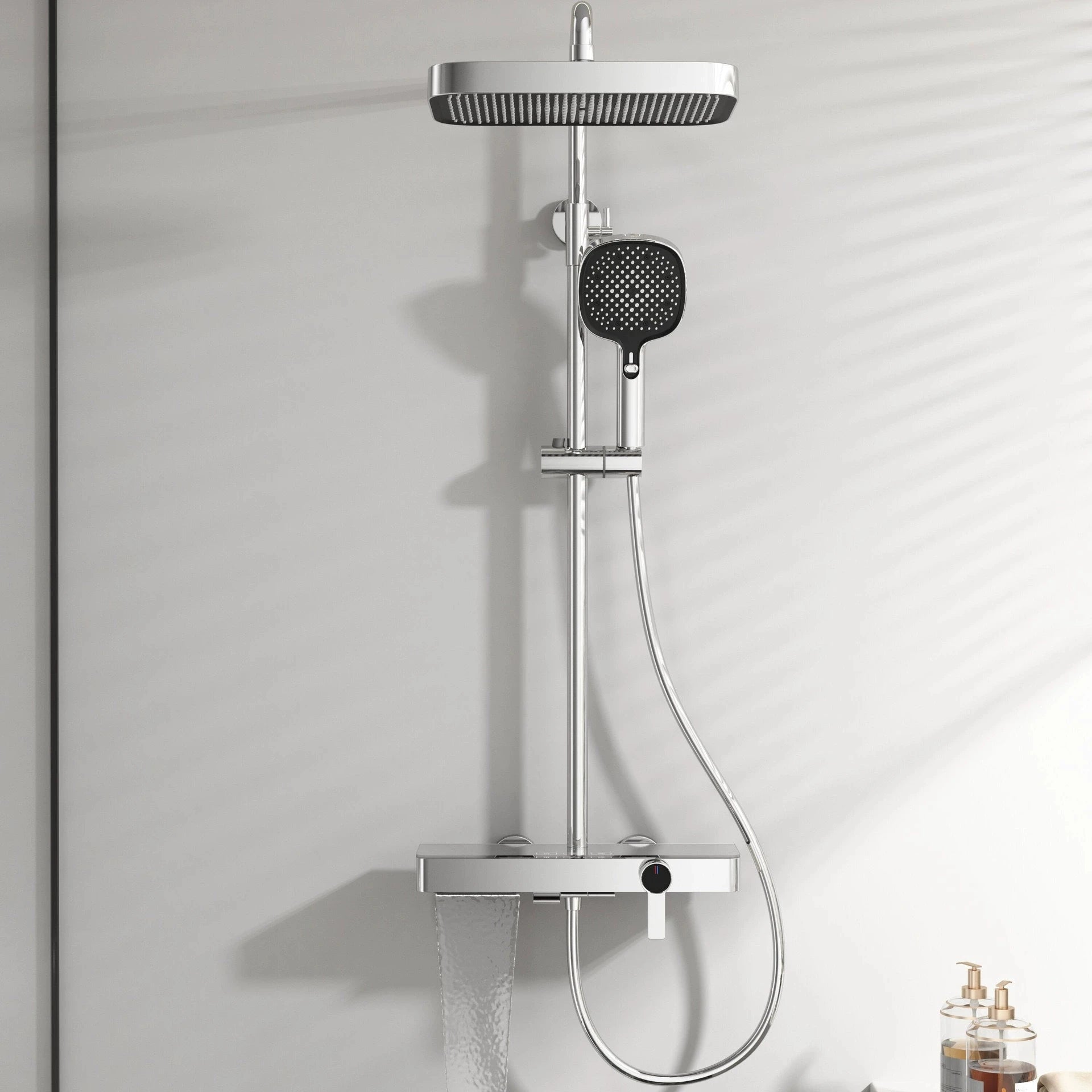 Newly Hot Cold Piano Bathroom Shower Set Quality Brass Bathroom Faucet Accessories Rain Shower Head Piano Bath Shower System