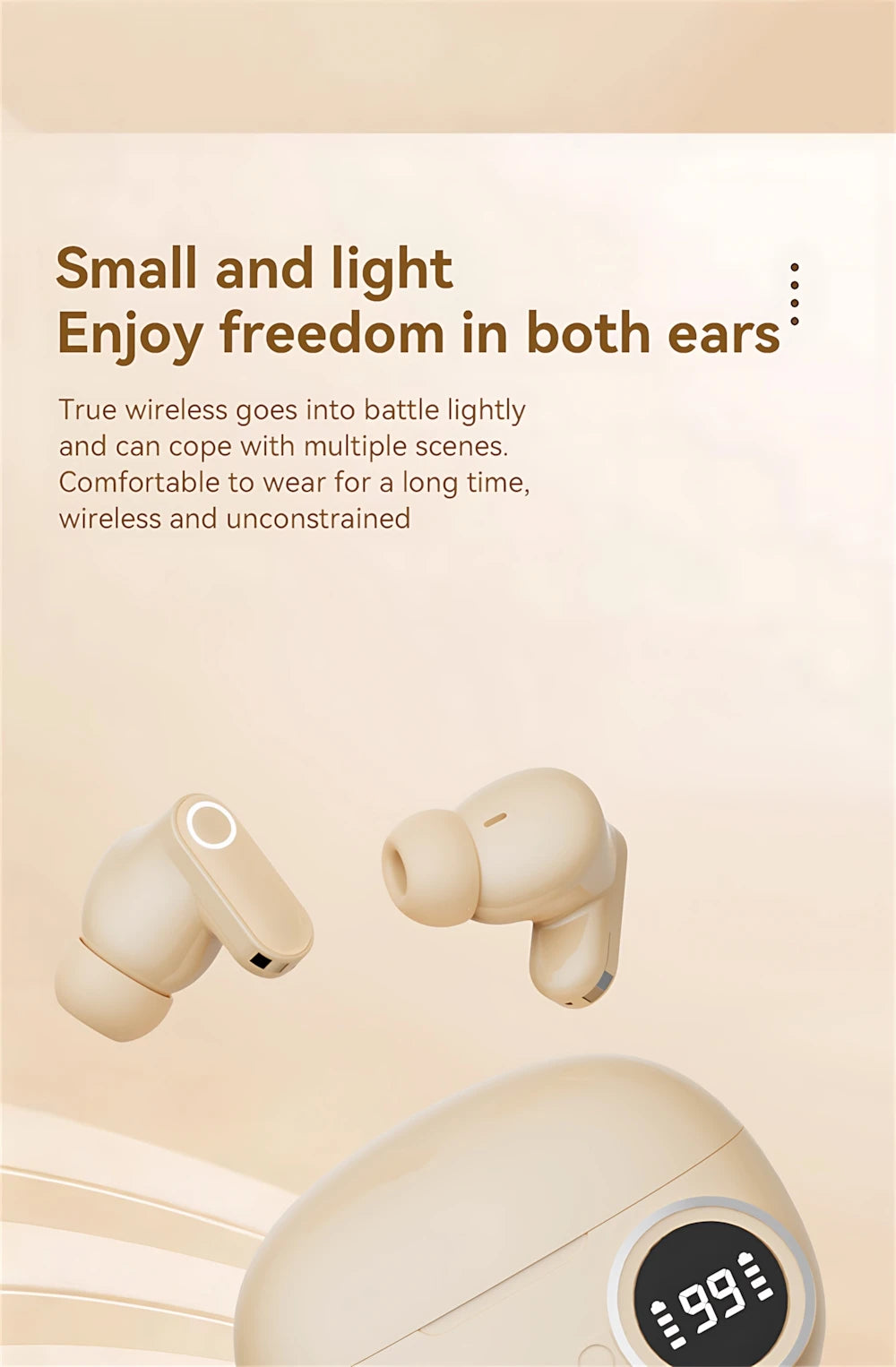 Bluetooth 5.4 Headphones True Wireless In-ear Long Noise Reduction TWS Sports High Sound Quality Digital Display Screen Earplugs