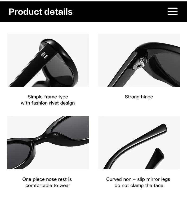 Vintage Oval Sunglasses Women Luxury Brand Designer Small Oval Sun Glasses Retro Men Rivets Sun Glasses Oculus