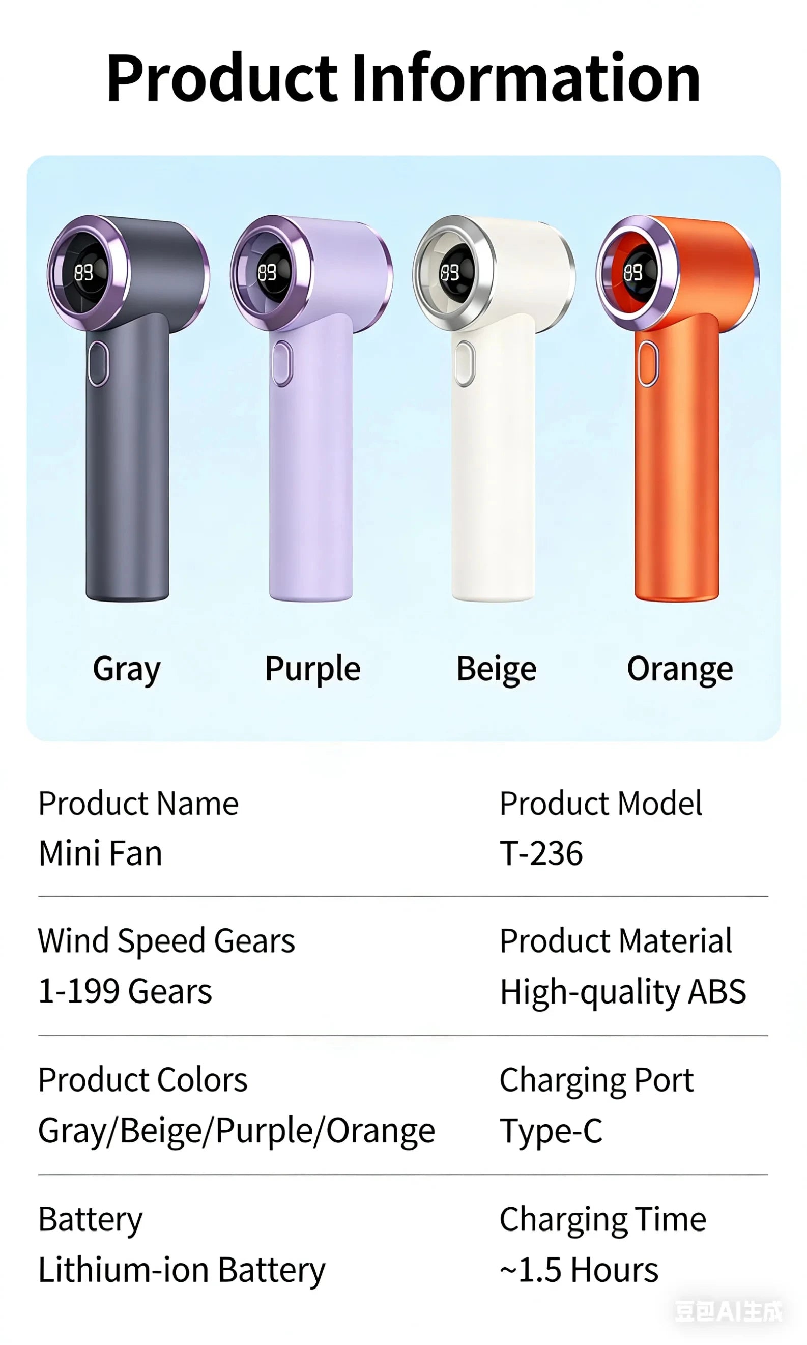 Powerful Mini Handheld Fan, Compact Portable Rechargeable Fan, High Speed Small Pocket Fan for Summer Travel Camping