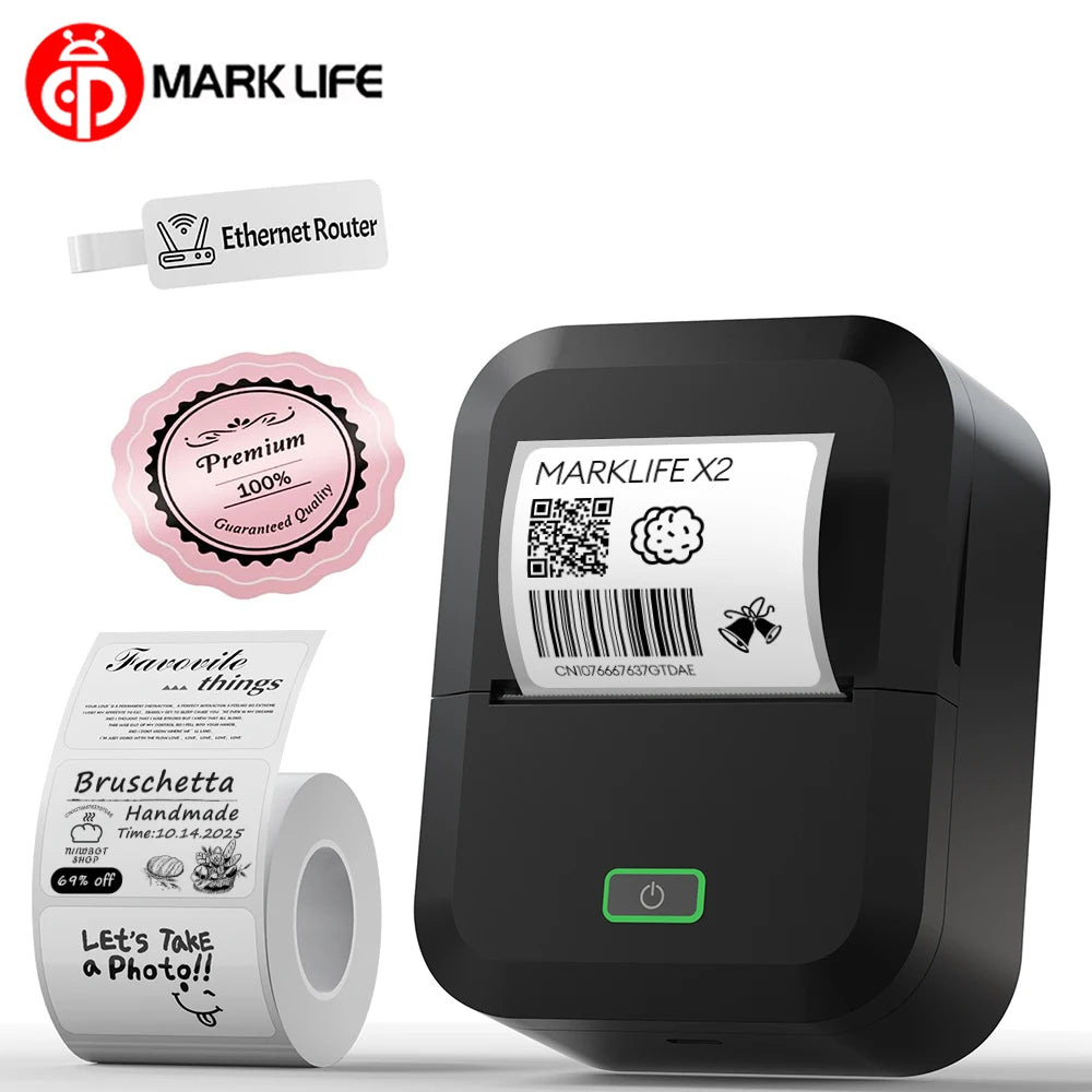 Marklife X2 Portable Thermal Printer Mini Pocket Printer Mobile Wireless Adhesive Sticker Labeling Machine Similar as B1 B21