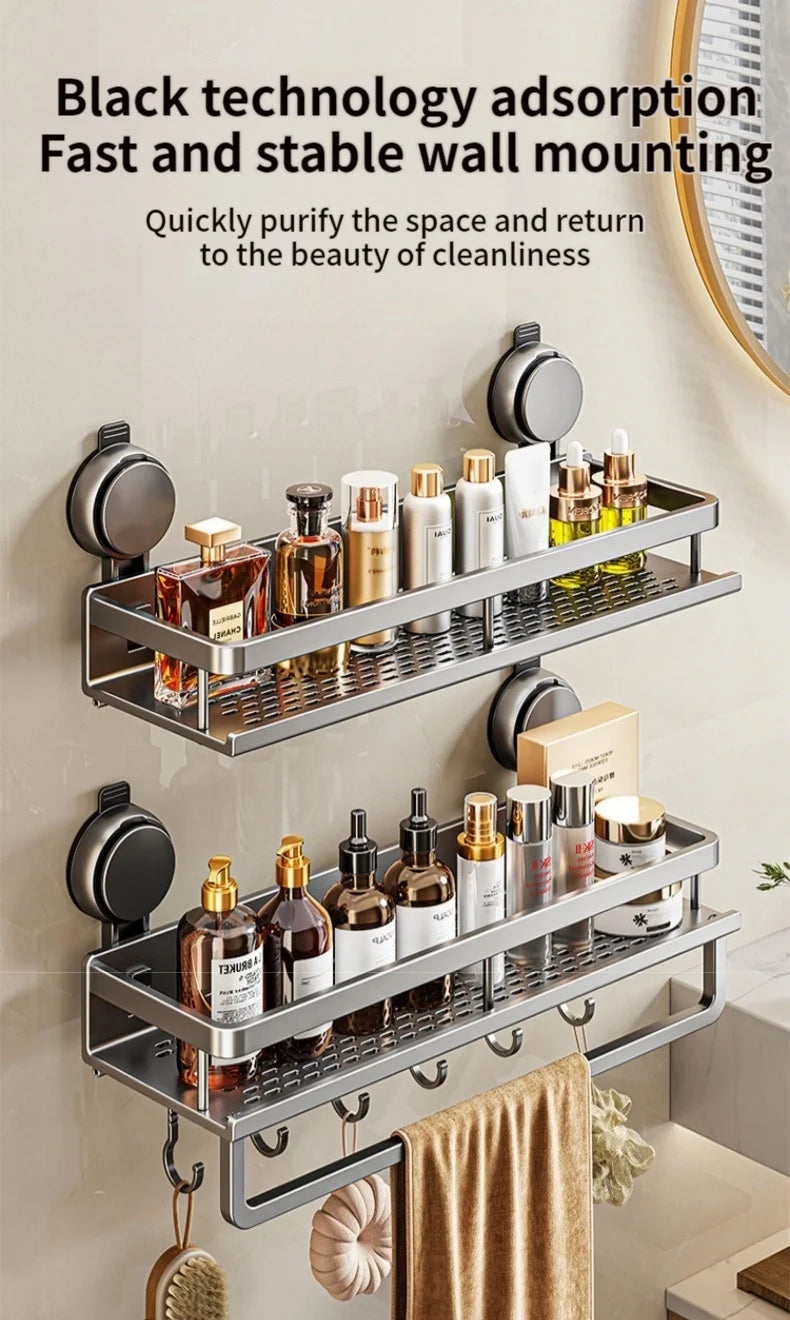 No Drill Bathroom Suction Cup Storage Shelf Storage Shelf Bathroom Perforation-Free Wall Hanging Vanity Toilet Triangle Basket R