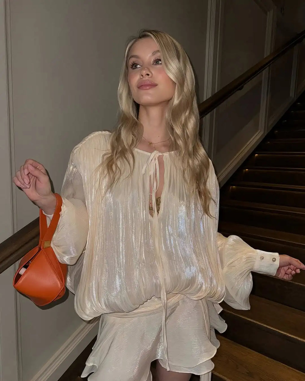 Female Fashion Long Flare Sleeves Lace Up Mini Dress Elegant Chiffon Ruffle High Waist Vestidos New 2025 Autumn Woman Party Wear