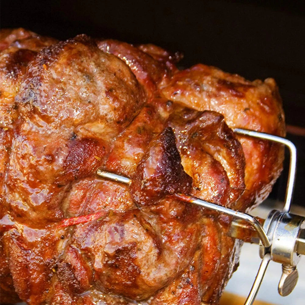 New Electric BBQ Grill Spit Roaster w/ 120 cm long cableRod Outdoor Barbecue Grilling Rotisserie Kit