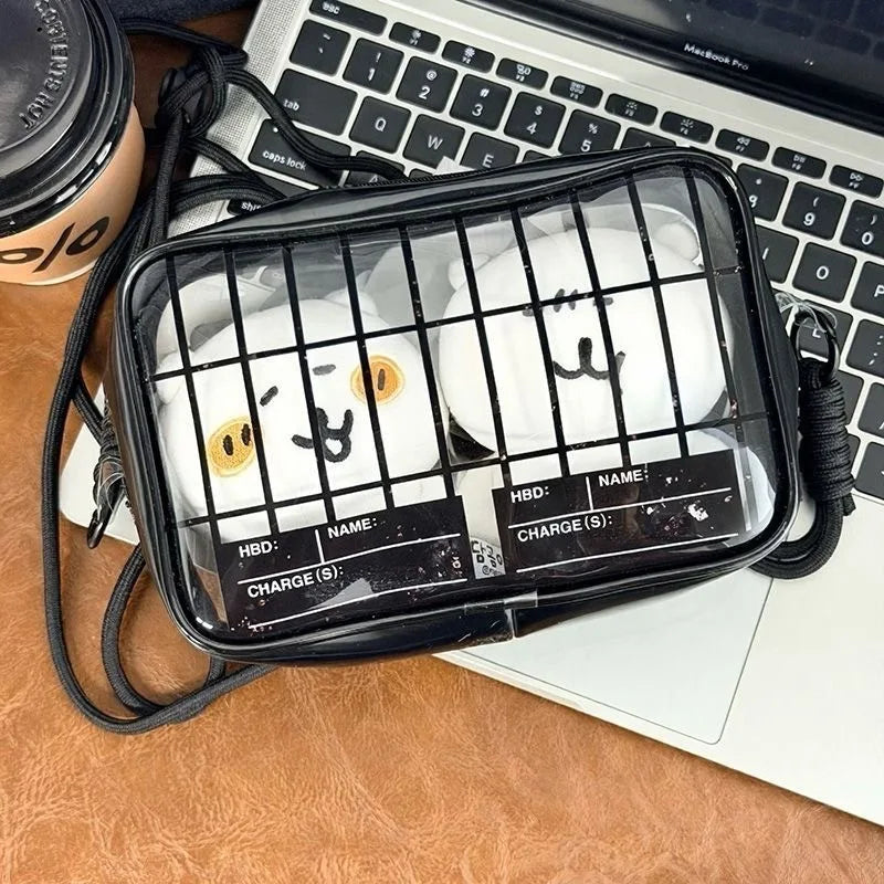 New Fun Creative Prison-themed Itabag Transparent Case For 13cm Doll Portable Clear Keychain Gift Box Collectibles Storage Pouch