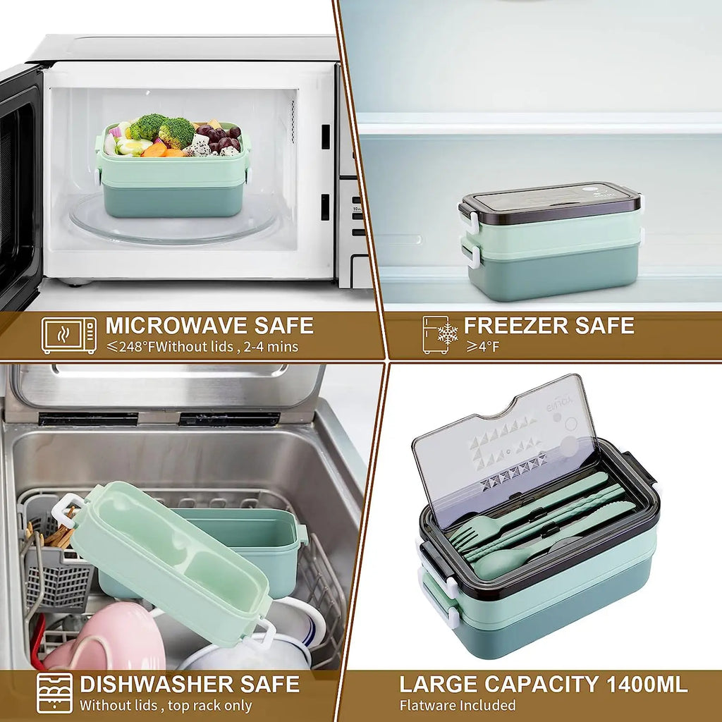 Stainless Steel Lunch Box Bento Double Layer Box Student Office Worker Food Container Microwae Heating Lunch Food Storage Box