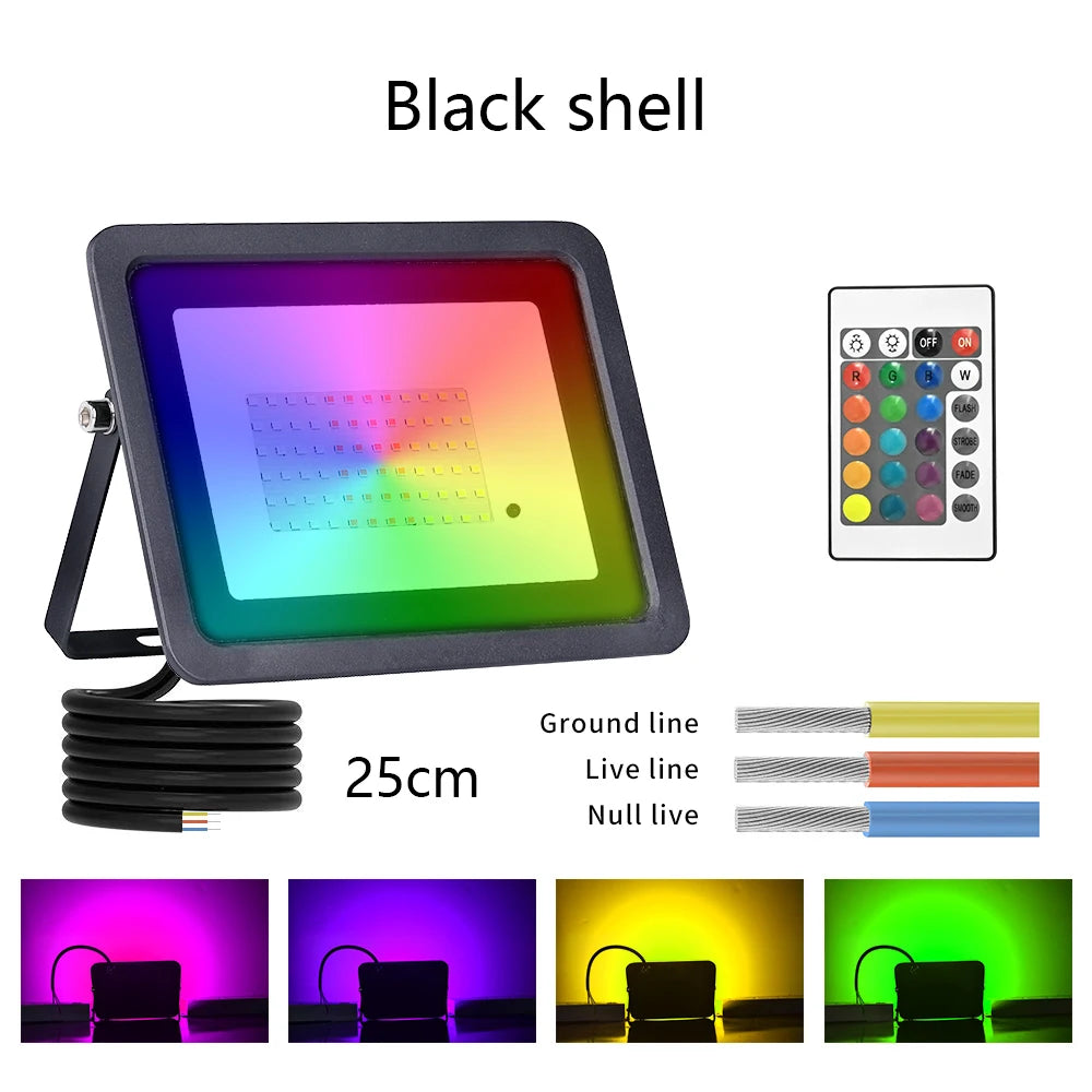 Led RGB Flood Light 20W 30W 50W 100W IP68 Outdoor Floodlight Spotlight AC 220V/110V Reflector Projector Lamp Garden RGB Lighting