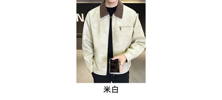 2029  Motorbiker Jacket Men's American Autumn Winter Hip-hop PU Leather Jackets Men Streetwear Racing Motorcycle Wear