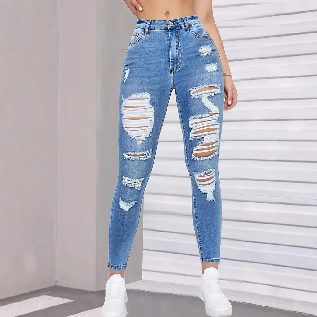 Spring Autumn Ripped Jeans Women 2026 Fashion Streetwear High Waist Y2k Denim Tears Pants Elegant