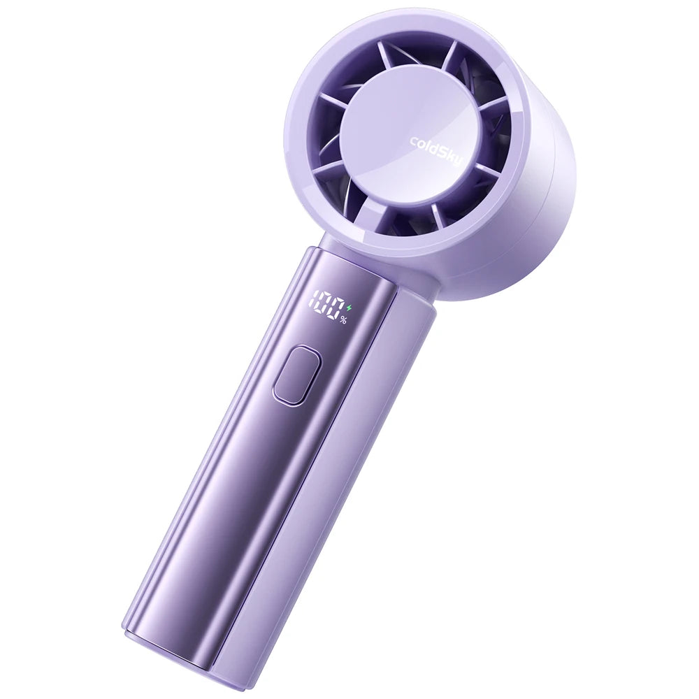 coldSky Handheld Mini Fan 4000mAh Battery Portable Rechargeable Fan with LED Display 5 Speed Turbo Fan for Beach Travel Vacation