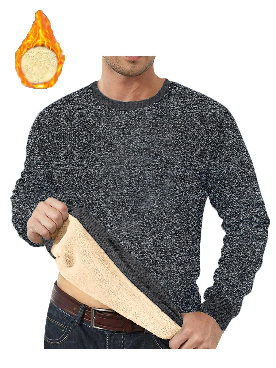 Lamb Fleece Round Neck Top for Men in Winter with Thick and Warm Fleece Hoodie