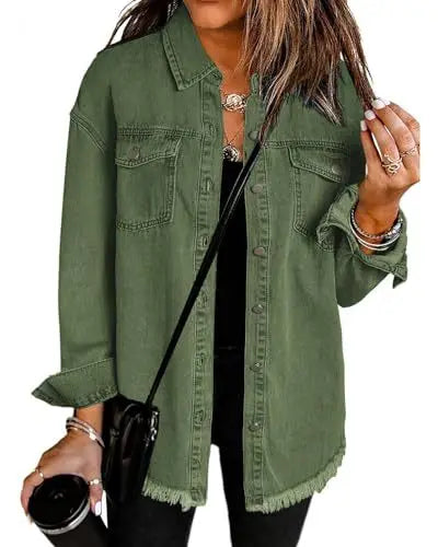 Women's Trendy Washed Denim Jacket New Spring Autumn Trimmed Edges Casual Classic Fit Jeans Jacket for Ladies