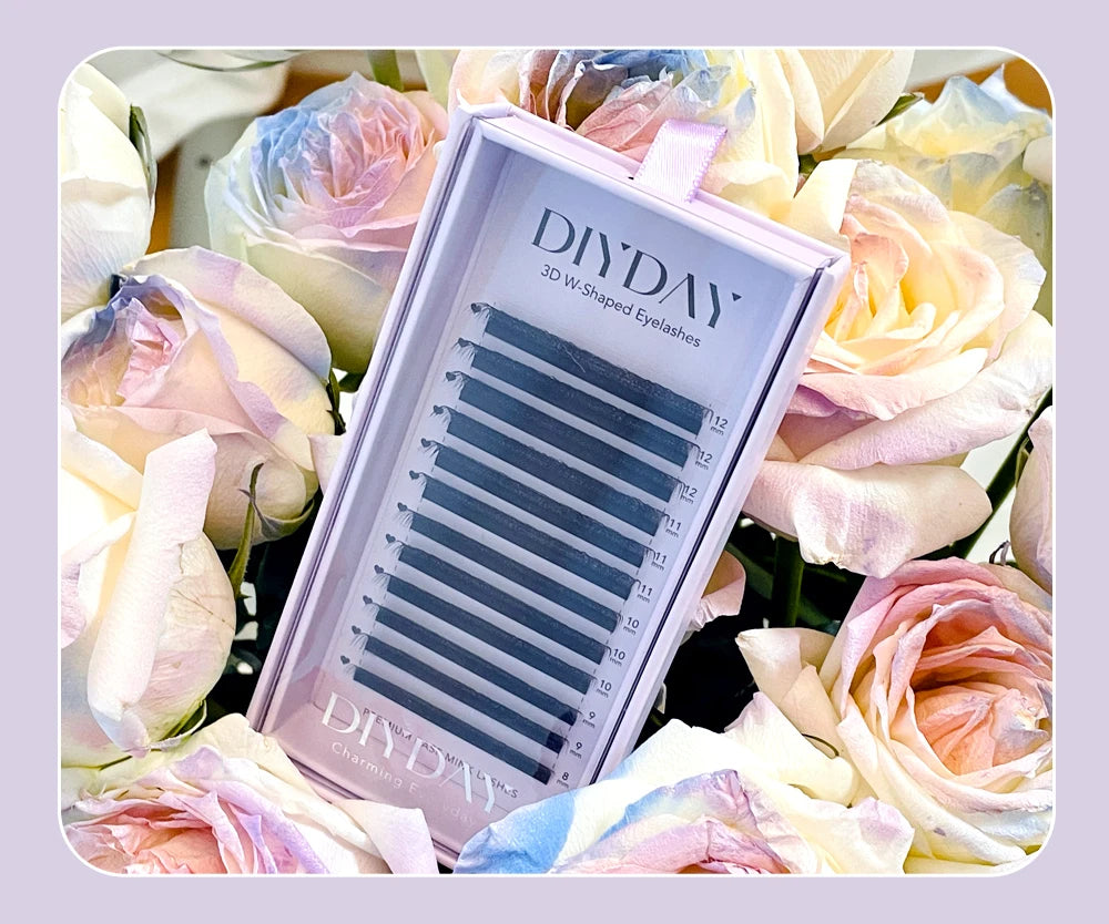 DIYDAY 3D W Lashes Extension 6D W Shaped Bloom Premade Eyelash Fans C D Curl Natural False Eyelashes for Extension Makeup