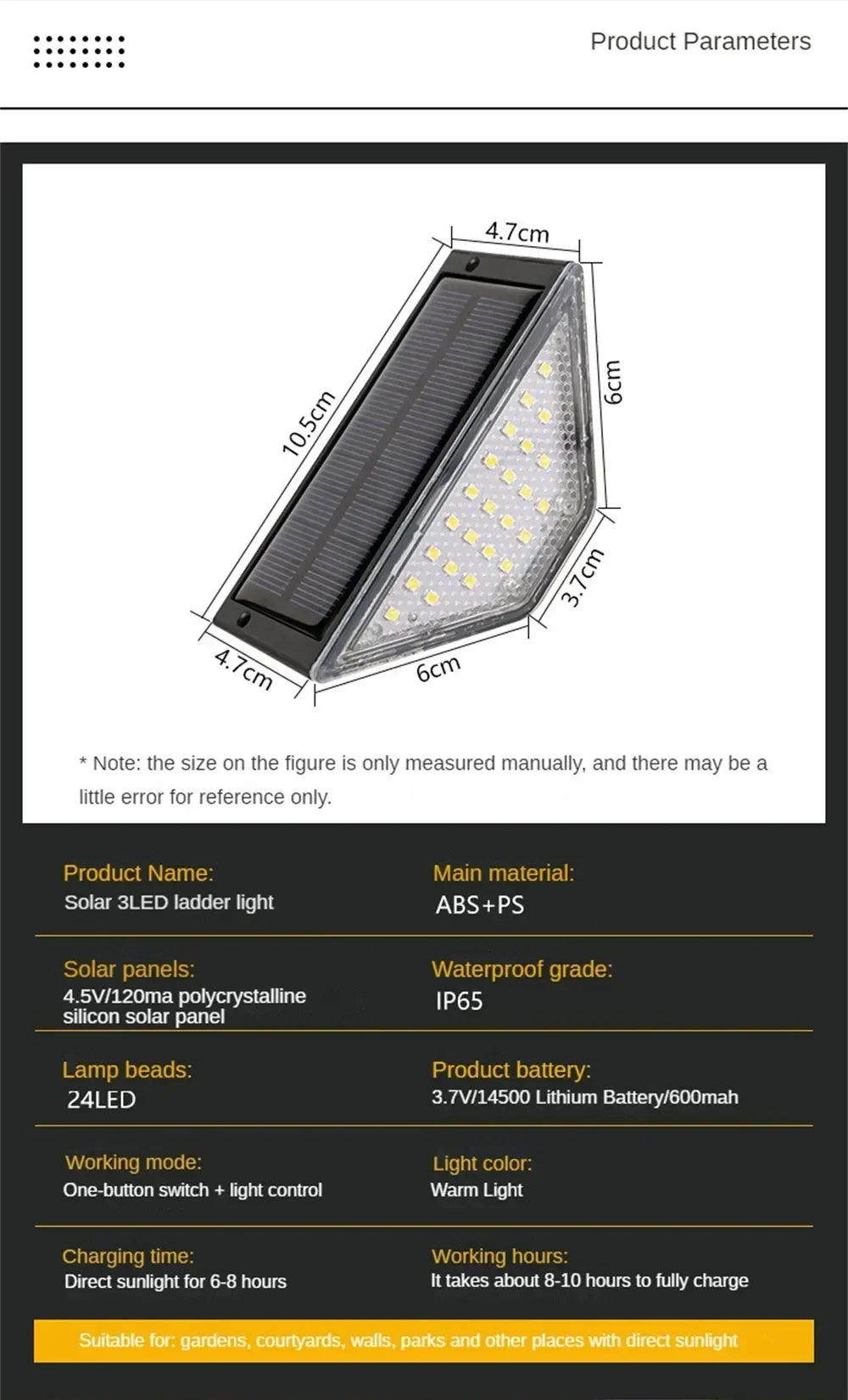 22/24LED Solar Stair Light, IP67 Waterproof Outdoor Step Light, Anti-theft Decorative Lamp for Garden Deck Front Porch Patio
