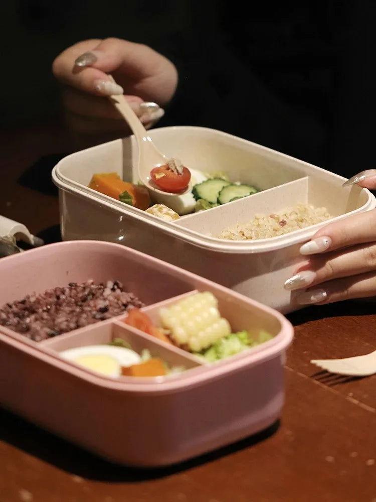 1Pc Portable Microwavable Lunch Box Eco-Friendly Wheat Straw Bento Box Kitchen Food Container Lunch Box Home Accessories