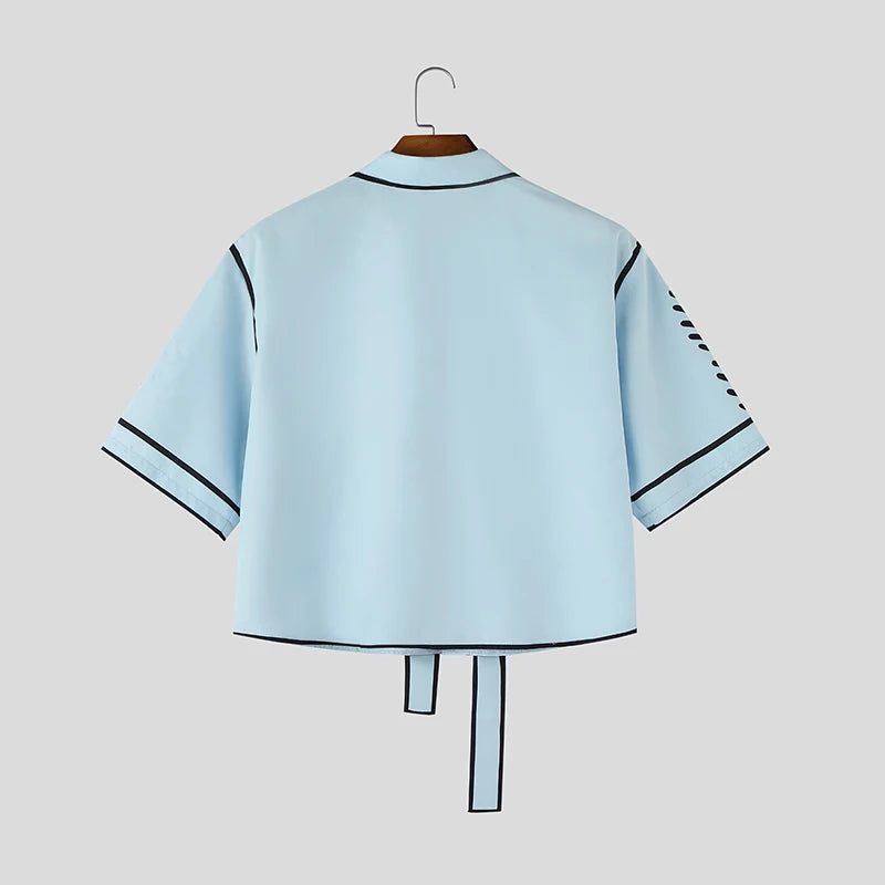 INCERUN Men's Shirt Printing Lapel Short Sleeve Flower Casual Men Clothes Streetwear Summer 2026 Fashion Crop Tops For Man S-5XL