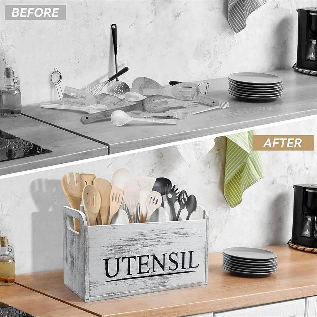 5pcs/Set Cutlery Rack Compartments Cutlery Box Wooden Cutlery Box Suitable For Kitchen Counters Cutlery Storage Box Fork Spoon