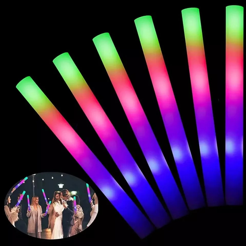 Glow Sticks Bulk 100Pack LED Light Up Foam Sticks 3 Modes Color Flashing,Glow Party Supplies for Wedding Birthday Concert