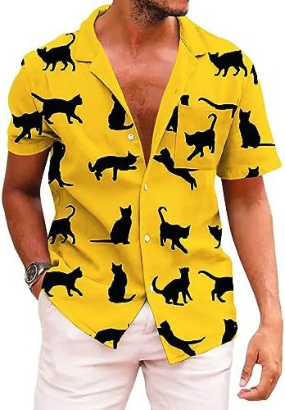 Summer Trendy Hawaiian Men's Palm Beach Shirt Tropical Vacation Clothing