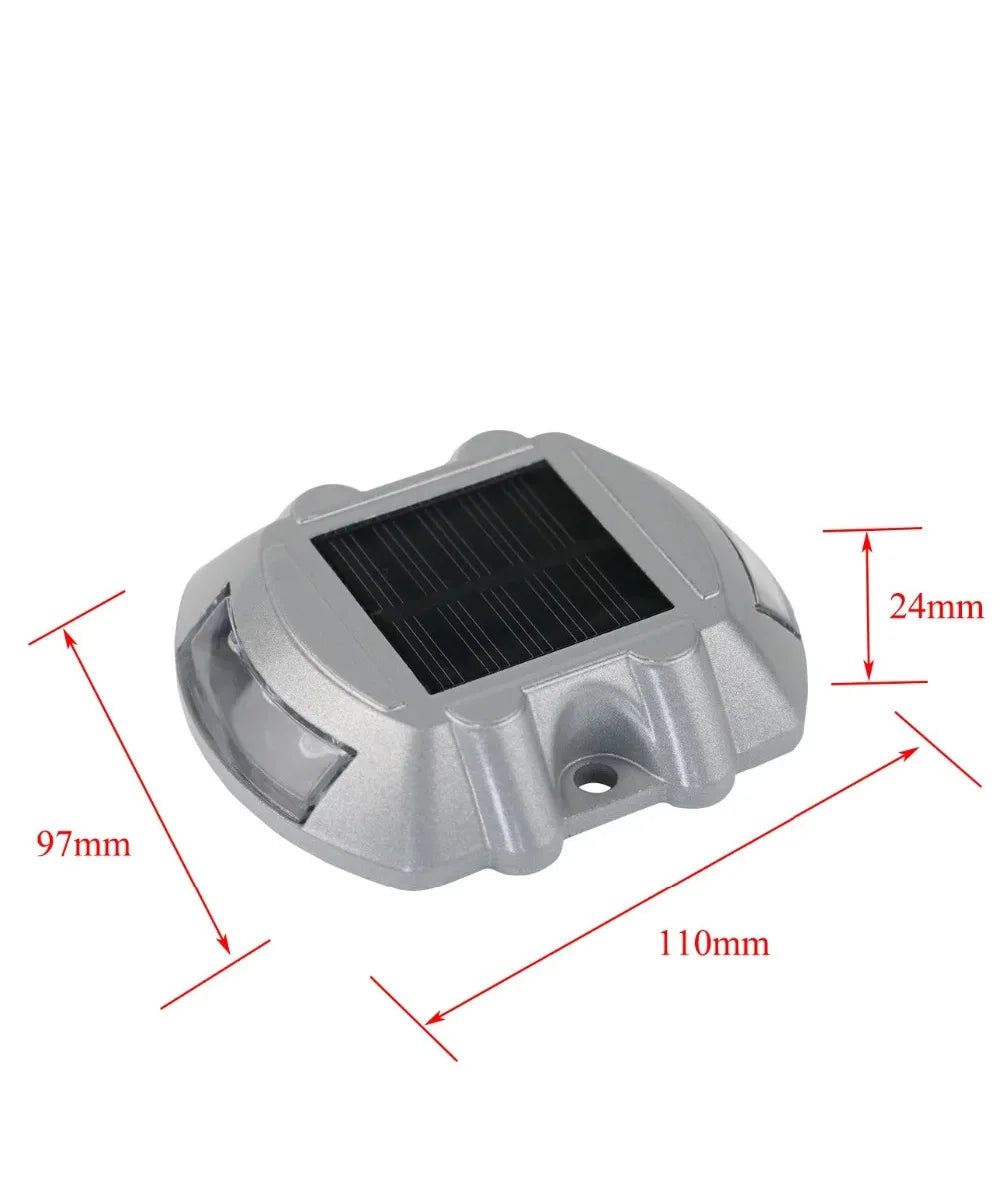 Smart Solar Road Studs with Motion Sensor - 6 LED Auto-Dimming Warning Lights IP68 Waterproof for Driveways/Parking Lots